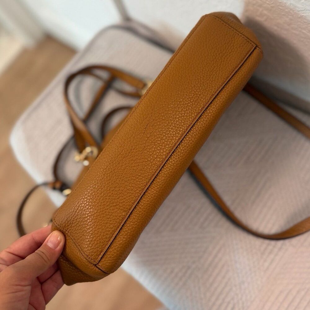 Coach Kelsey Brown Pebbled Leather Satchel Crossbody in Light Saddle F28993 - Picture 11 of 12
